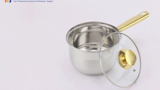 Manufacturer Custom Stainless Steel Cookware Set Gold Plated Handle Cooking Pot Cook Ware