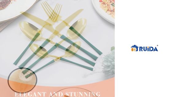Mirror Finish for Stainless Steel Flatware Green Handle Cutlery Set
