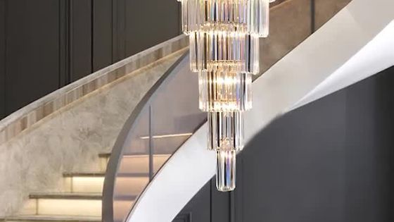 Light luxury postmodern hardware villa living room staircase Crystal Chandelier D1532